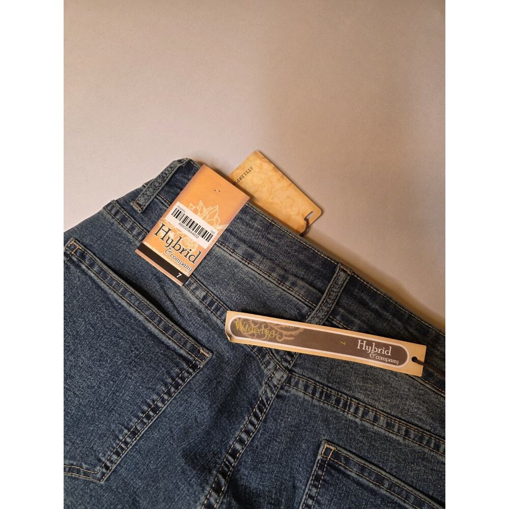 Hybrid & Company Jeans Womens Size 7 Wide Leg Blue Stretch Denim NWT - Picture 7 of 8